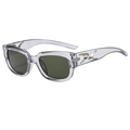 2024 trendy square sunglasses with clear frame and dark lenses at a 45-degree angle - Transparent Gray Frame G15 Lens