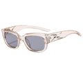 Chic champagne transparent square sunglasses with grey lenses and silver side accents - Champagne Frame Light Gray Lens