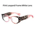 Lunettes œil-de-chat à motif léopard rose avec branches larges et verres clairs - Monture Léopard Rose Verres Transparents