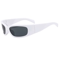 Retro futuristic sports sunglasses with wrap-around white frame and dark grey lenses - White Frame Dark Grey Lens