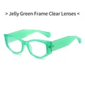 Lunettes de soleil polygonales mode avec monture vert gelée et verres blancs clairs - Monture Vert Gelée Verres Transparents
