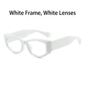 Lunettes de soleil blanches polygonales avec verres clairs et détails dorés élégants - Monture Blanche Lentille Blanche