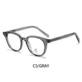 Retro transparent grey oval eyeglass frames with anti-blue light and UV400 lenses - Transparent Grey