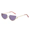 Cat eye sunglasses with gold metal frame and purple translucent lenses - Gold Frame Purple Lens