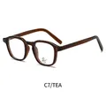 Retro round TR90 glasses frames in transparent tea color with anti-blue light lenses - Transparent Tea