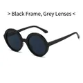 Occhiali da sole tondi neri retrò con lenti grigio scuro in stile vintage fashion - Montatura Nero Lucido Lente Grigia