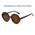 Occhiali da sole rotondi alla moda con montatura tartarugata e lenti color tè marrone - Montatura Tartarugata Lente Tè