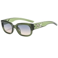 Square emerald green transparent sunglasses with blue to orange gradient lenses - Transparent Green Frame Green Yellow Lens