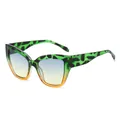 Occhiali da sole cat-eye leopardati verdi, montatura arancione e lenti sfumate blu-gialle - Leopardo Verde Montatura Arancione Lenti Verde-Giallo