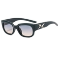 Square matte dark green sunglasses with blue to pink gradient lenses and metal logo - Matte Green Frame Green Yellow Lens