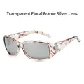 Lunettes de soleil ovales marbrées avec verres miroir argentés et strass brillants - Monture Blanche Marbrée Lentille Miroir Blanche