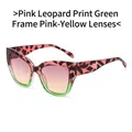 Occhiali da sole cat-eye leopardati rosa e verdi con lenti sfumate rosa-gialle - Leopardo Rosa Lenti Sfumate Rosa-Giallo