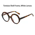 Retro round tortoiseshell frame sunglasses with clear lenses for a stylish vintage look - Demi Frame Clear Lens