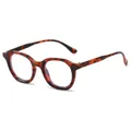Occhiali anti luce blu retrò con montatura rotonda classica con stampa leopardata chic - Montatura Leopardata Anti-Luce Blu