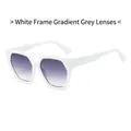Polygonal sunglasses featuring a white frame and gradient gray lenses for women - White Frame Gradient Grey Lens