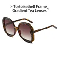 Fashionable oversized sunglasses with tortoise shell frames and brown gradient lenses - Leopard Frame Gradient Tea Lens