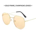 Classic pilot sunglasses with gold metal frame and champagne lenses for men - Gold Frame Champagne Lens