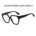 Modern thick black frame sunglasses with transparent lenses in a minimalist polygon style - Black Frame Clear Lenses