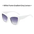 White frame cat eye sunglasses with gradient grey lenses for a retro fashion look - White Frame Gradient Grey Lens
