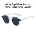 Retro-Oval-Sonnenbrille mit zweifarbigem Rahmen in Grau-Weiß und dunkelgrauen Gläsern - Grau Weißer Rahmen Graue Gläser