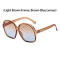 Oversized oval sunglasses with tea-colored frames and gradient blue lenses for women - Light Tea Frame / Tea Blue Lenses