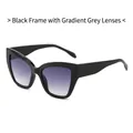Retro cat-eye sunglasses with black frames and gradient grey lenses for women - Black Frame Gradient Gray Lens