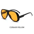 Retro Oversize-Sonnenbrille mit schwarzem Rahmen und transparenten bernsteingelben Gläsern - Schwarzer Rahmen Orange Gläser