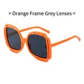 Fashionable hollow-frame oversized sunglasses in bright orange with dark grey lenses - Orange Frame Black Grey Lens