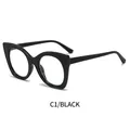 Occhiali chic cat eye anti luce blu con montatura nera spessa in stile vintage - Montatura Nero Lucido (C1/BLACK)