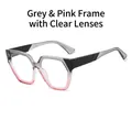 Polygon gradient sunglasses with grey-to-pink frame and transparent white lenses - Grey Pink Frame White Lens