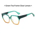 Stylish geometric glasses with gradient green tea to orange frames and clear lenses - Green Tea Frame Clear Lens