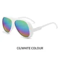 White frame aviator sunglasses with gradient rainbow mirrored lenses variant C6 - White Frame Colorful Lens