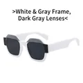 Lunettes de soleil géométriques tendance avec monture blanc gris et verres gris foncé - Monture Blanc Gris Verres Gris Noir