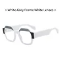 Lunettes de soleil géométriques modernes blanc et gris avec monture oversize élégante - Monture Blanc Gris Verres Transparents