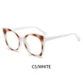 Cat eye glasses in polished white and tortoise shell finish with blue light blocking lenses - White Frame (C5/WHITE)