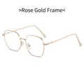 Rose gold square metal glasses frame with ultra-thin temples and blue light blocking lens - Rose Gold Frame