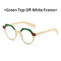 Retro-ovale Sonnenbrille in Cremeweiß und Grün mit modernem Colorblocking für Trendsetter - Grün Cremefarbener Rahmen Klare Gläser