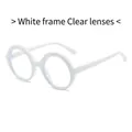 Chic white round sunglasses with wavy textured frames and clear lenses for women - White Frame White Lens