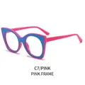 Cat eye blue light glasses with pink and blue contrast frame design in C7 colorway - Pink Frame (C7/PINK)