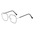 Chic silver and black square metal frame glasses with polygonal large frame design - Silver Black Frame