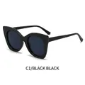 Occhiali da sole cat-eye con montatura nera e lenti grigio scuro in stile retrò - Montatura Nera Lenti Grigio Nero (C1)