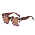 Brown frame sunglasses with champagne lenses and sunburst decorative hollow frame - Tea Frame Champagne Lens