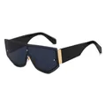 Occhiali da sole shield alla moda con montatura dorata e lenti traslucide grigio nero - Montatura Oro Nero Grigio