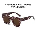 Oversized tortoise shell sunglasses with purple floral pattern and brown tinted lenses - Tortoiseshell Frame Tea Lens