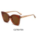 Occhiali da sole chic a gatto con montatura color tè trasparente e lenti coordinate - Montatura Tè Lenti Tè (C2)