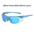 Occhiali da sole sportivi Y2K con montatura blu lucida e lenti a specchio blu - Montatura Blu Lenti a Specchio Blu