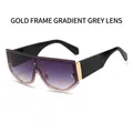 Occhiali da sole oversize senza montatura con montatura dorata e lenti sfumate grigie - Montura Oro Lenti Sfumate Grigie