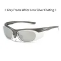 Y2K sporty grey frame sunglasses with white silver lenses and protective side shields - Grey Frame White Mercury