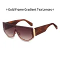 Occhiali da sole oversize senza montatura con bordo dorato e lenti sfumate - Montatura Oro Lente Tè Sfumata