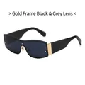 Lunettes de soleil hip-hop avec monture dorée en métal et verres gris foncé - Monture Or Noir Gris